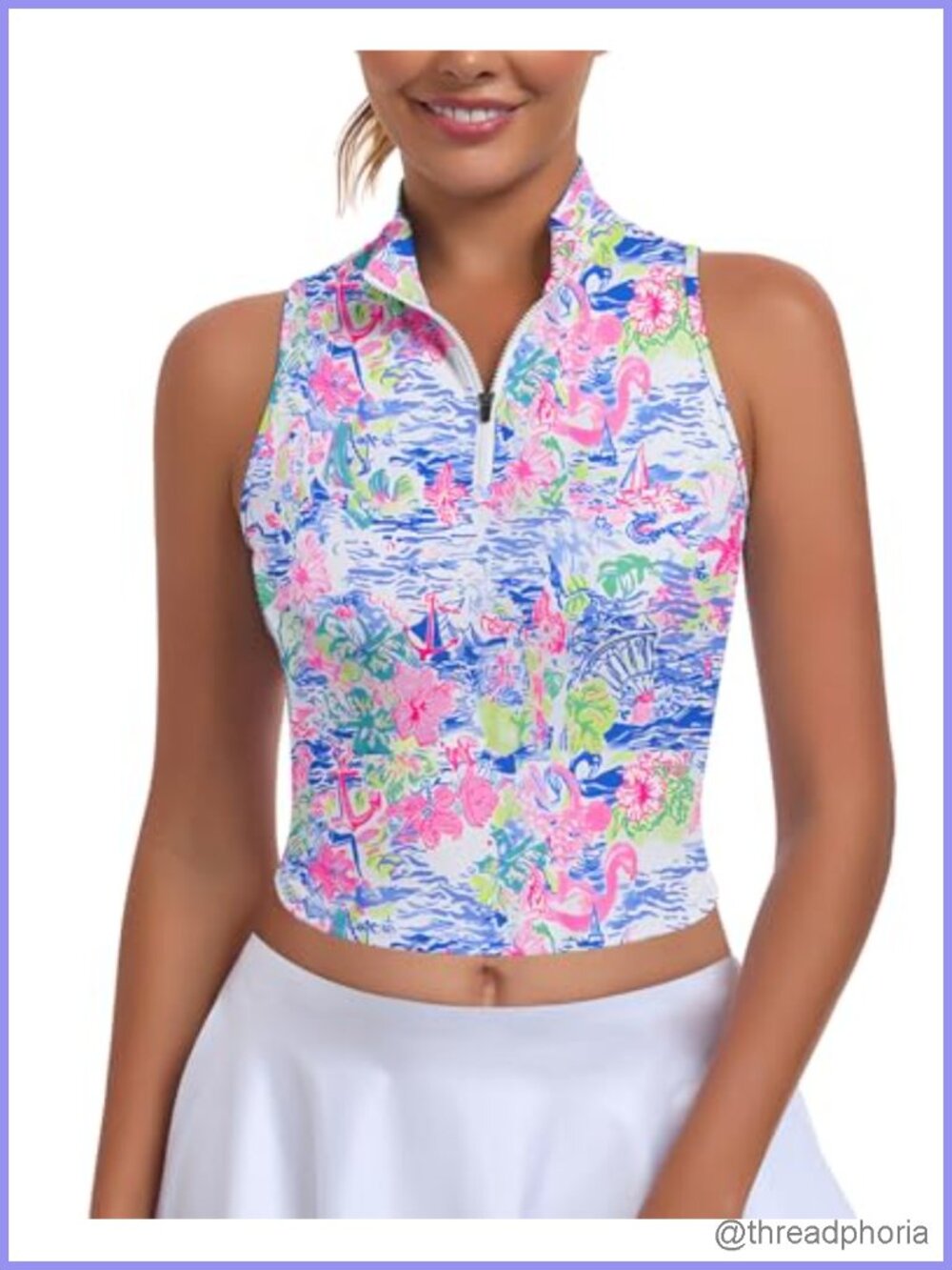 Women's Sleeveless Crop Polo Golf Shirt UPF 50+ Athletic Tennis Top